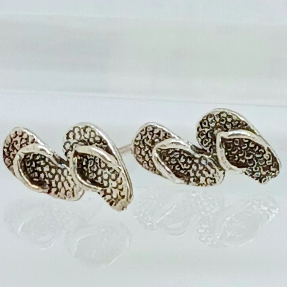 Vintage Sterling Silver Flip Flop Stud Earrings‎ Beach Summer Nautical Jewelry